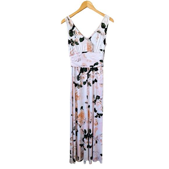 Calvin Klein Rosie Print Stretch Jersey Maxi Dress Size 4 V-neck Sleeveless - Picture 7 of 9